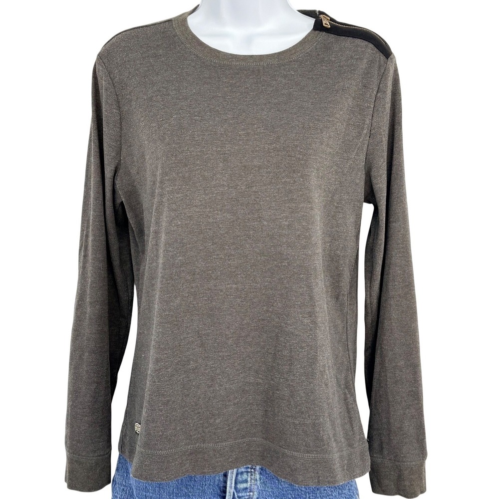 Lauren Jeans Co LRL‎ Women's Gray Long Sleeve Elbow Patch Lg Old Money Designer